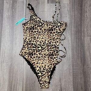 Fashion Nova Sunny Side Lace Up Swimsuit
